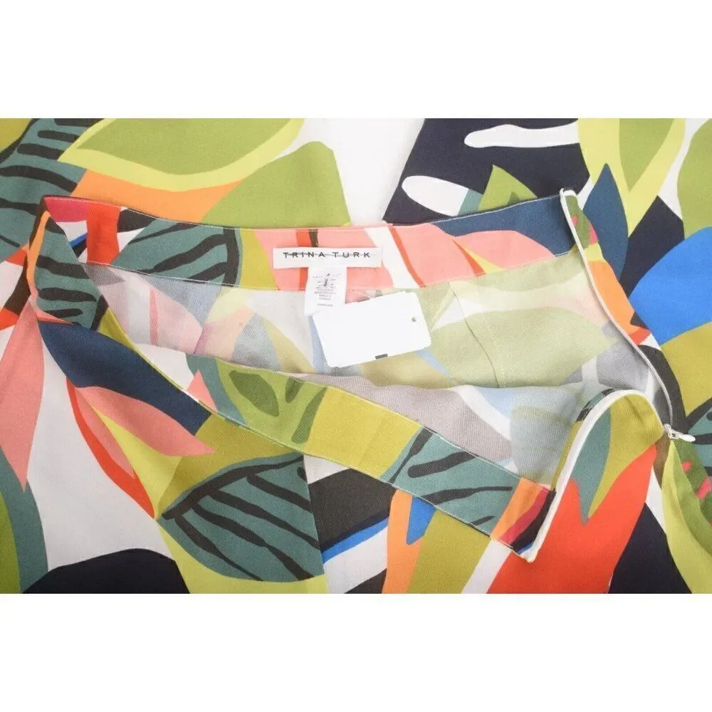 Trina Turk Wide Leg Pants Weekend Sz 4 MultiColor Tropical Floral lightweight